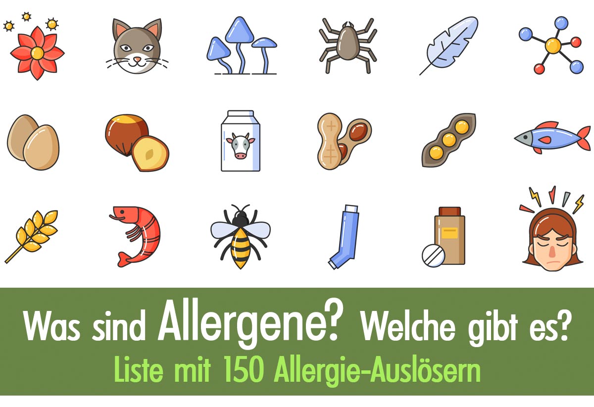 Allergene Liste der 150 bekannten Auslöser