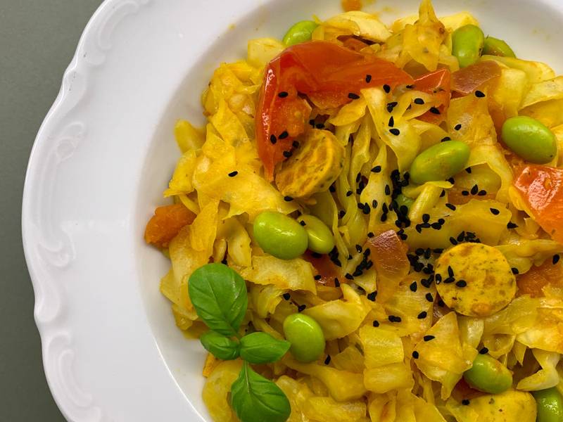 Asia Spitzkohl Edamame Pfanne