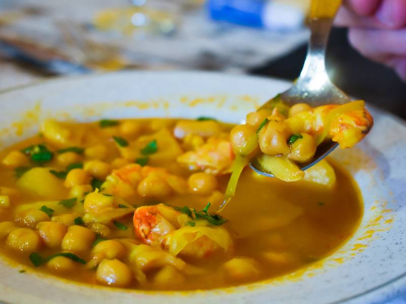 Garnelenpfanne mit Kichererbsen