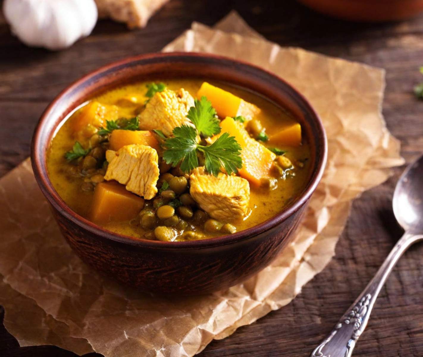  Kürbis-Linsen-Curry mit Hähnchen Bild