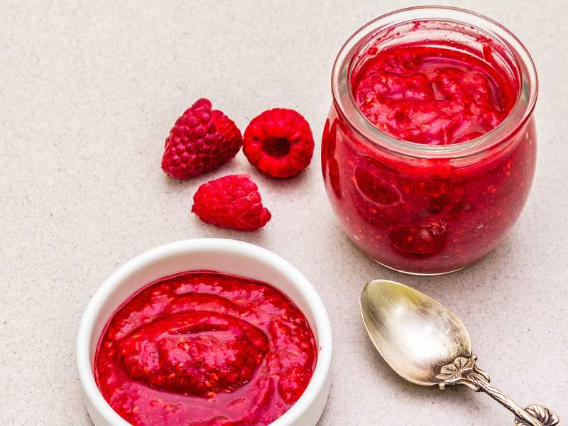 Himbeermarmelade mit Flohsamenschalen
