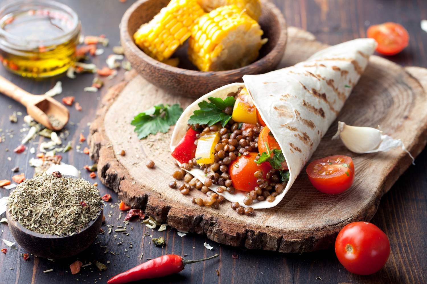 Tortilla Wraps mit Linsen und Gemüse Bild