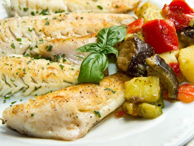 Kabeljau mit Zucchini, Kartoffeln und Rote Beete